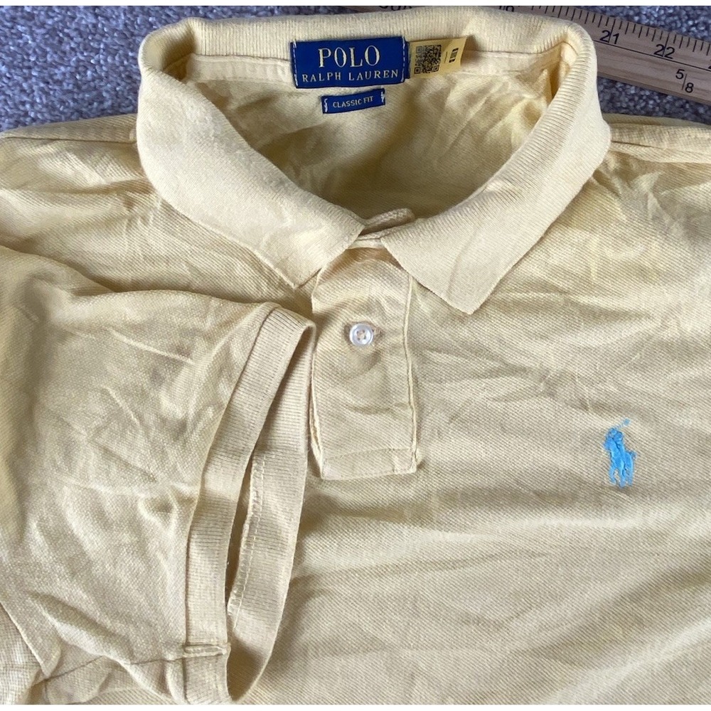 Polo Ralph Lauren Solid Yellow Polo Shirt Mens XL Turquoise Pony Cotton Preppy
